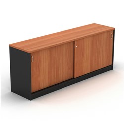 OM Credenza 1800W x  450D x 720mmH Lockable Sliding Doors Cherry And Charcoal