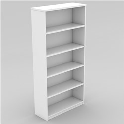 OM Bookcase 900W x 320D x 1800mmH 4 Shelf All White 
