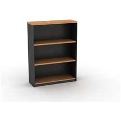 OM Bookcase 900W x 320D x 1200mmH 2 Shelf Beech And Charcoal