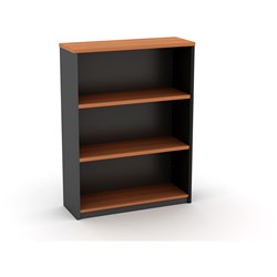 OM Bookcase 900W x 320D x 1200mmH 2 Shelf Cherry And Charcoal