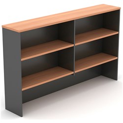 OM Overhead Hutch 1350W x 325D x 1080mmH Cherry And Charcoal 