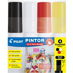 Pilot Pintor Paint Marker Broad 8.0mm Essential Colours Wallet of 4