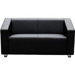 Cube Lounge 2 Seater 1430W x 720D x 880mmH Black Leather 