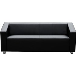 Cube Lounge 3 Seater 1980W x 720D x 880mmH Black Leather 