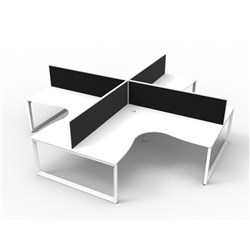 Rapidline Deluxe Infinity Loop Leg Corner Workstation+Screen  4 Person 3630/3630mmW Wht/Wht