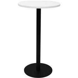 Rapidline Estilo Disc Base Dry Bar Table 600D x 1085mmH White Top Black Base