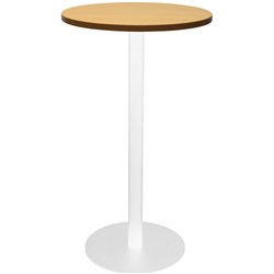 Rapidline Estilo Disc Base Dry Bar Table 600D x 1085mmH Beech Top White Base