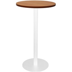 Rapidline Estilo Disc Base Dry Bar Table 600D x 1085mmH Cherry Top White Base