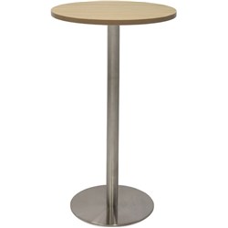 Rapidline Estilo Disc Base Dry Bar Table 600D x 1085mmH Oak Silver Base