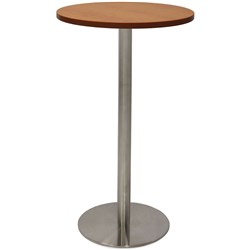 Rapidline Estilo Disc Base Dry Bar Table 600D x 1085mmH Cherry Top Silver Base
