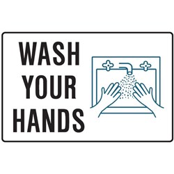 Brady Safety Sign Pictogram Wash Your Hands H300xW450mm Metal