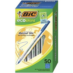 Bic Ecolutions Ballpoint Pen Round Stic Medium Blue Box of 50