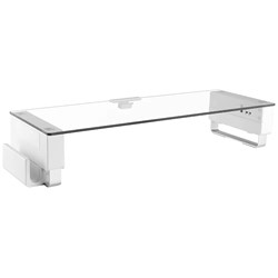 Ergovida Glass Top Monitor Riser with USB and AV Ports Height Adjustable Alloy Base