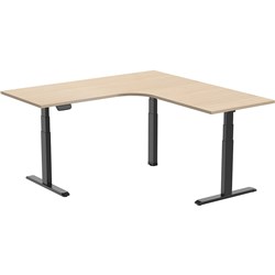 Ergovida Corner Electric Sit-Stand Desk 1800/1800W x  750D x 620-1280mmH Oak/Black