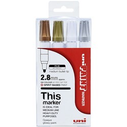 Uni-Ball PX-20 Paint Marker Bullet 2.8mm Shiny Metallic  Pack of 4