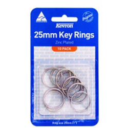 KEY RINGS KEVRON 25MM ZINC PLATED PK10