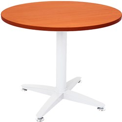 Rapidline 4 Star Round Table 900D x 730mmH Cherry Top White Base