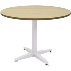 Rapidline 4 Star Round Table 900D x 730mmH Oak Top White Base