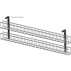 Rapidline Dual Tier Cable Basket Kit 1250mm 4GPO+3Data + 2m Interconnecting Lead Black