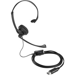 Kensington Mono USB-A Headset With Microphone And Volume Control Black