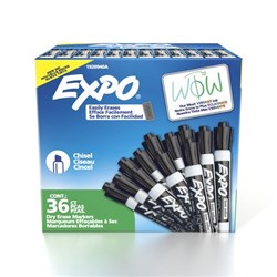 Expo Dry Erase Whiteboard Marker Chisel Tip Black Black Box of 36