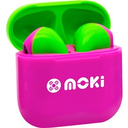Moki MokiPods Volume Limited True Wireless Stereo Kids Mini Earphones Pink and Green