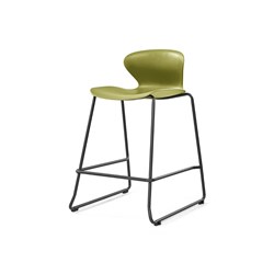 Sylex Kaleido Stool Black Sled Frame With Polypropylene Olive Shell Seat