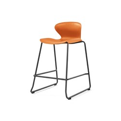 Sylex Kaleido Stool Black Sled Frame With Polypropylene Orange Shell Seat