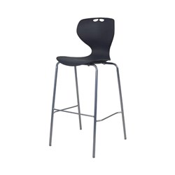 Sylex Roswell 4 Leg Stool 750mmH Plastic Charcoal Seat Silver Frame