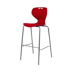 Sylex Roswell 4 Leg Stool 750mmH Plastic Red Seat Silver Frame