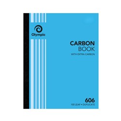 Olympic No 606 Carbon Duplicate Book Feint Ruled 250 x 200mm 100 Leaf Blue
