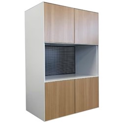 Steelco Modular Cabinet 800W x 450D x 1200mmH 3 Tier 2 Door 1 Open Shelf Natural Beech