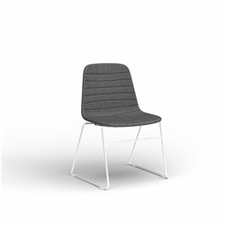 OLG Sofia Visitor Chair White Sled Base Pewter Fabric Seat 