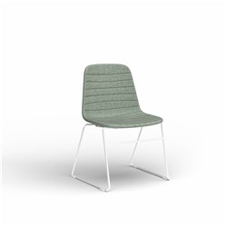 OLG Sofia Visitor Chair White Sled Base Leaf Fabric Seat 