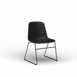 OLG Sofia Visitor Chair Black Sled Base Black PU Leather Seat
