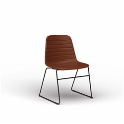 OLG Sofia Visitor Chair Black Sled Base Tan PU Leather Seat 