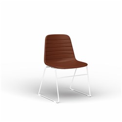OLG Sofia Visitor Chair White Sled Base Tan PU Leather Seat 
