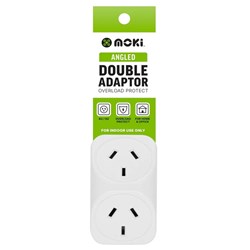Moki Angled Double Adaptor White 