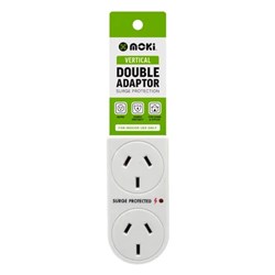 Moki Vertical Double Adaptor With Surge Protection White 