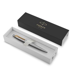 Parker Jotter Ballpoint Pen Stainless Steel Gold Trim In Giftbox Blue Refill