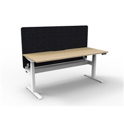 Rapidline Boost+ Workstation + Black Eco Screen + Cable Tray 1800Wx750Dx620-1270mmH Oak/Wht