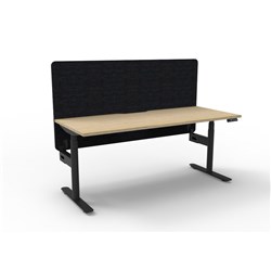 Rapidline Halo+ Single Sided Workstation + Black Eco Screen 1800Wx750Dx620-1270mmH Oak/Blk
