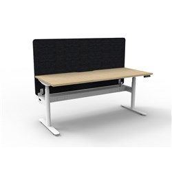 Rapidline Halo+ Single Sided Workstation + Black Eco Screen +Tray 1200Wx620-1270mmH Oak/Wh