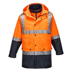 Portwest Eyre Hi-Vis 4-in-1 Contrast Jacket Small Orange And Navy
