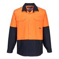 Portwest Canberra Hi-Vis Contrast Lightweight Class D Shirt Long Sleeve XL Orn/Navy