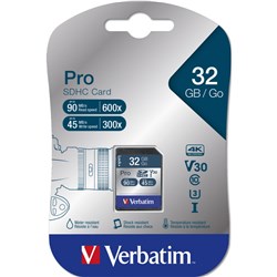 Verbatim Pro SDHC Memory Card Class 10 UHS-I 32GB Black 