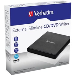 Verbatim External Slimline Mobile CD/DVD Writer Black 