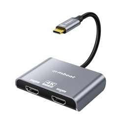 Mbeat ToughLink USB-C To Dual 4K HDMI MST Adapter Grey 