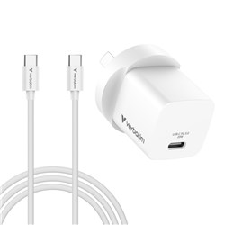 Verbatim Mini GaN USB-C Charger 20W Bundle With Cable White