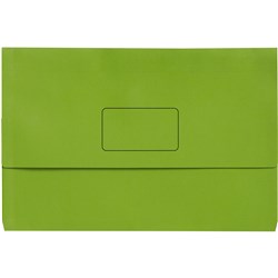 Marbig Slimpick Document Wallet Foolscap Manilla 30mm Gusset Green Pack Of 10